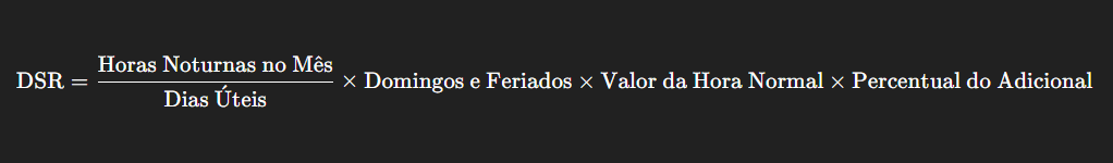 fórmula DSR adicional noturno